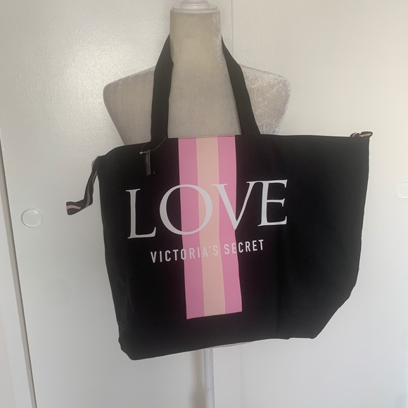 VICTORIAS SECRET |  large black zip tote - Picture 2 of 4
